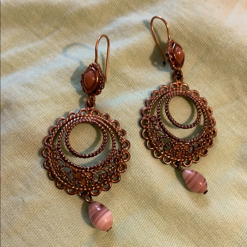 Vintage pink and bronze earrings